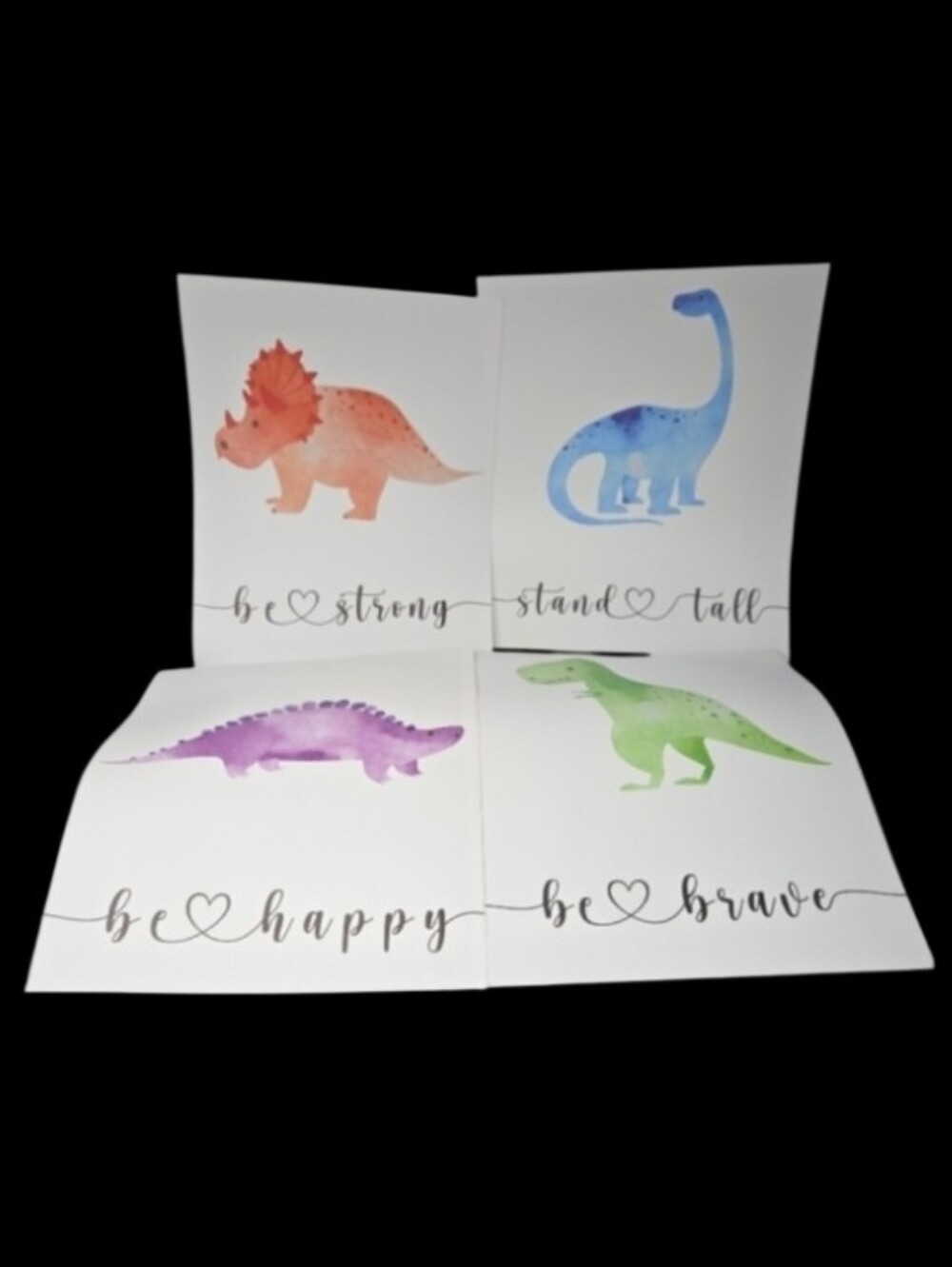 Set Of 4-8"×10" Unframed Dinosaur Wall Art Prints Featuring Inspirational Quotes